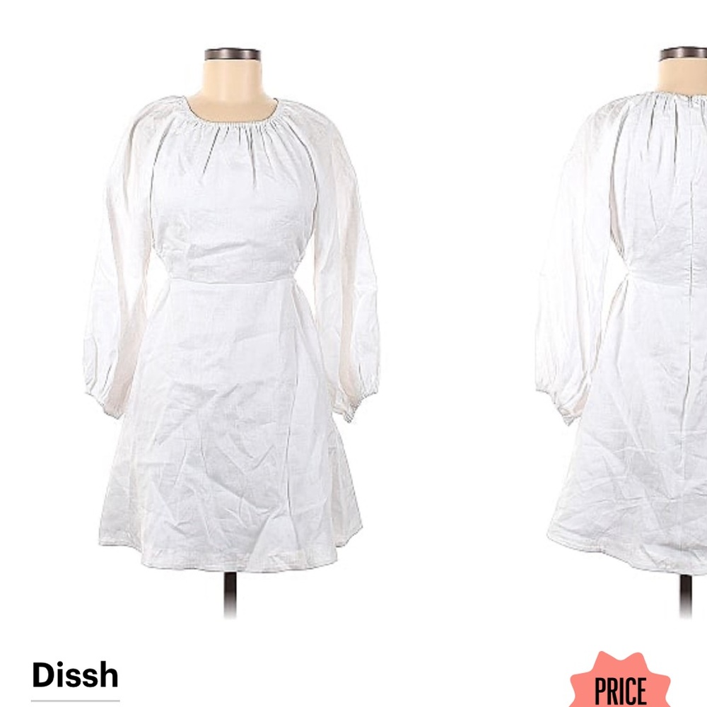 DISSH white linen dress, size Small